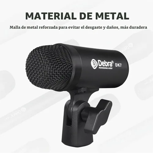 Vista 2 de D Debra DK7 Pro - Kit de micrófono de batería con cable de 7 piezas para tocar y grabar bateristas, incluye micrófonos, clip de micrófono