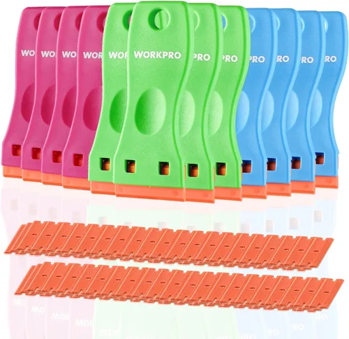 Vista 8 de WORKPRO Kit de raspador de hoja de afeitar de plástico, 3 raspadores con 120 cuchillas