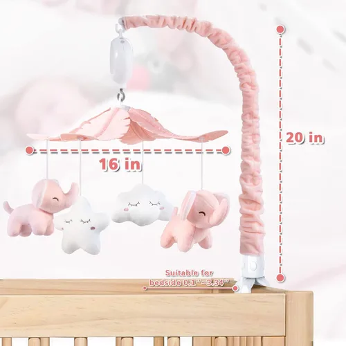 Vista 6 de FEISIKE Móvil de cuna para niñas y bebés con 3 modos de caja de música digital