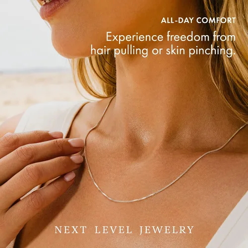 Vista 2 de Auténtica cadena de plata de ley maciza de 1MM-3MM fina y fuerte cadena de plata de ley collar de plata para hombres y mujeres fabricado en Italia