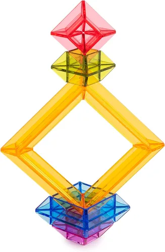 Vista 2 de Miniland Pirámides apilables translúcidas. Juguete educativo para niños de 3 a 6 años. Viene con 25 piezas y 4 hojas de actividades transparentes