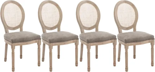 Vista 17 de Kmax Sillas de comedor estilo granja, patas de madera marrón, elegantes sillas de cocina copetudas, sillas de dormitorio francesas desgastadas