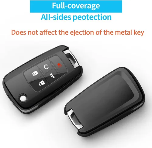 Vista 3 de Tukellen Funda para llavero Chevrolet de alta calidad, TPU suave, protección completa, compatible con Chevy Camaro, Cruze, Impala, Equinox, Volt