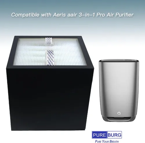 Vista 2 de PUREBURG Filtro de repuesto compatible con Aeris aair 3 en 1 Pro purificador de aire, 1 paquete H13 HEPA de carbón activado de 3 etapas, filtración