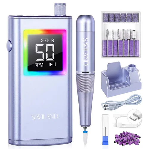 Vista 19 de SAVILAND Taladro Eléctrico para Uñas 50000 RPM: Lima Eléctrica Inalámbrica para Uñas Vida de Batería de 10 H Kit de Taladro Recargable para Uñas