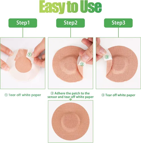 Vista 5 de 40 cubiertas de sensor para libre 2/3 parches adhesivos-Cinta CGM impermeable, sin pegamento en el centro, color bronceado y de larga duración