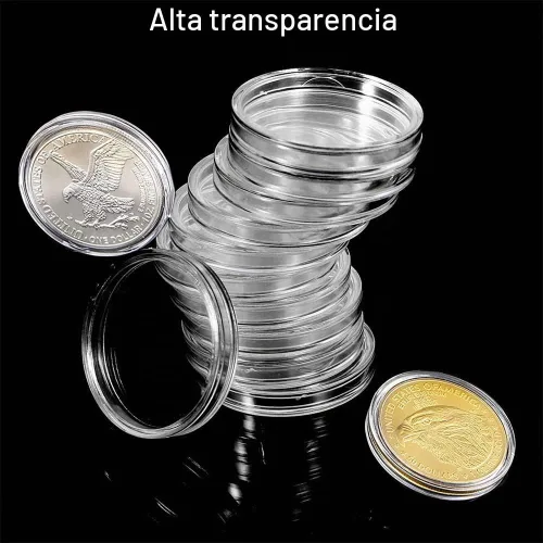 Vista 3 de Soporte para Monedas de Dólar de Plata de 40.6mm, Cápsulas para Monedas de Águilas Plateadas para Coleccionistas con Caja Organizadora