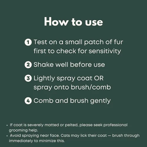Vista 4 de Freshly Bailey Spray desenredante para gatos – Spray desenredante para mascotas – Desenredante natural y acondicionador sin enjuague para tu gato