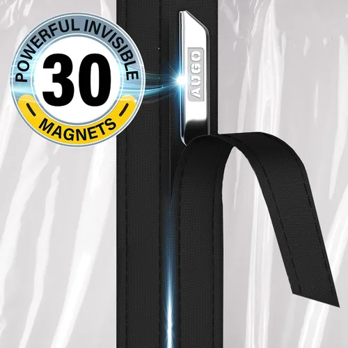 Vista 4 de AUGO Cortina de Puerta Magnética y Aislada Térmica - Cubierta de Puerta Transparente EVA para Invierno - Mantiene el Aire Caliente Adentro y el Aire