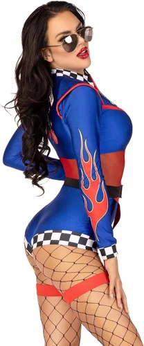 Vista 4 de Leg Avenue Womens 2 PC Cherry Bomb Racer Halloween Costume with Flame Detail