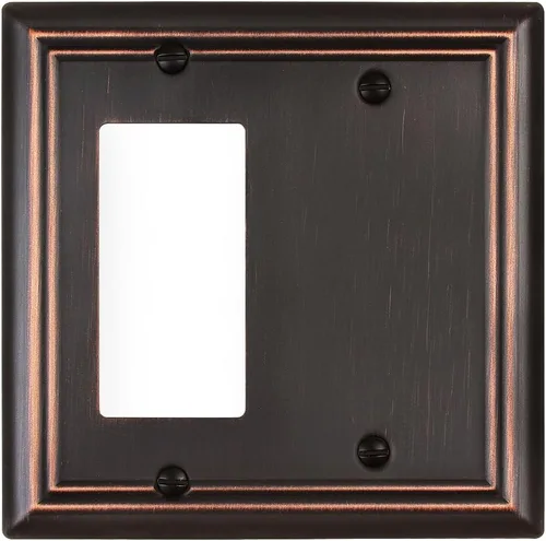 Vista 21 de Juego de 1 placa de pared de metal, bronce envejecido Midsize 1 Toggle 1 Decorator Combo Wall Plate for GFCI Outlets, Light Switches, Ideal for
