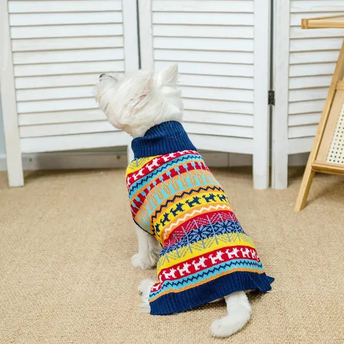 Vista 6 de Suéter Mihachi para perro - Ropa de abrigo de invierno con tiras coloridas para clima frío