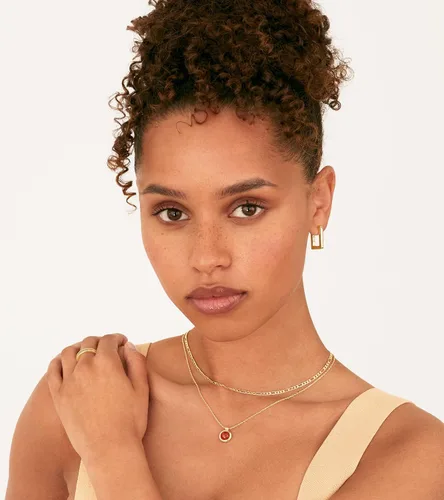 Vista 5 de PAVOI Aretes de aro de plata de ley 925 chapados en oro de 14 quilates Aretes de aro rectangulares geométricos de oro para mujer