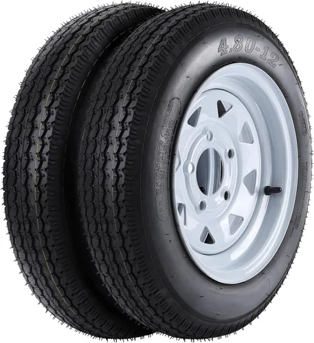 Vista 12 de Neumáticos y Llantas de Remolque ST175/80D13 175 80 13, 5 Pernos en 4.5", Rueda de Radios Blancos Rango de Carga C, 6 Capas, Juego de 2