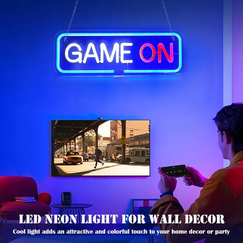 Vista 4 de Letreros de neón para decoración de sala de cuentas, luces de neón con cable USB con interruptor, letreros de luz LED acrílica, decoración de pared