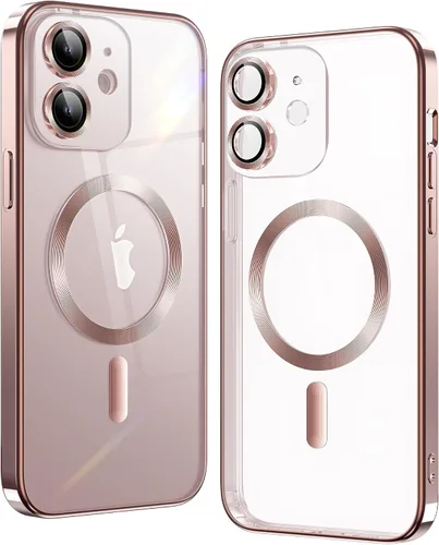 Vista 23 de Matallic - Funda transparente brillante para iPhone 11, compatible con Magsafe con protección completa de cámara chapada