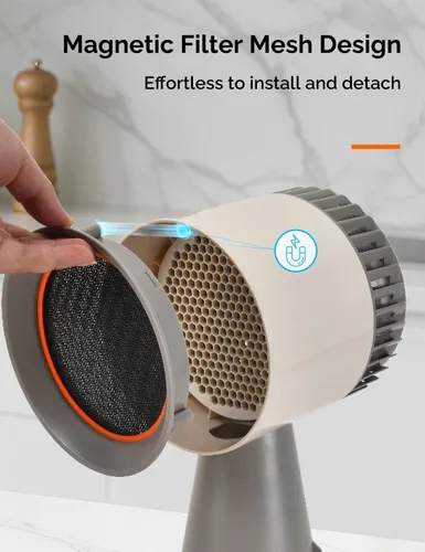 Vista 6 de Campana extractora de cocina portátil, ventilador silencioso de 3 velocidades para encimera con filtros de carbono duales, taza de aceite grande