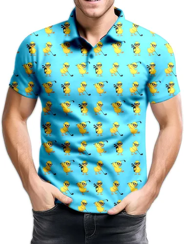 Vista 20 de Camisa de golf de los años 80 para hombre, ajuste seco, manga corta, estampada, divertidas, camisas de golf de los años 90 para hombre