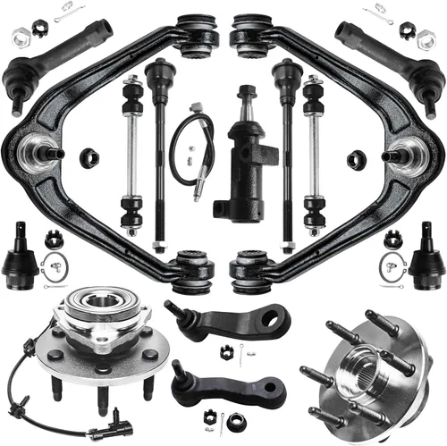 Vista 88 de Detroit Axle - Kit de suspensión delantera 4WD para Nissan Frontier Pathfinder Xterra, 2 cubos de rodamientos de ruedas, 2 brazos de control