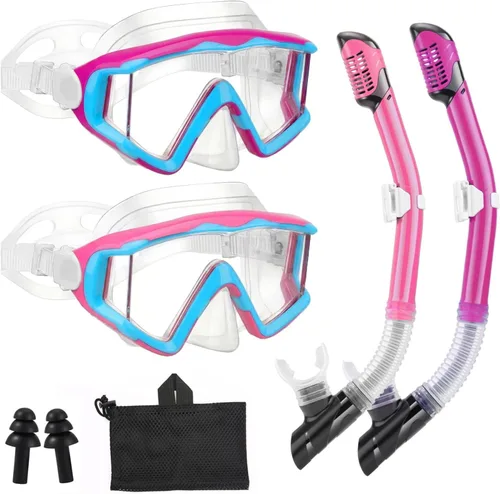 Vista 12 de Equipo de esnórquel para adultos, jóvenes y niños, juego de máscara de esnórquel, máscara de buceo, gafas de natación, máscara de buceo, a prueba