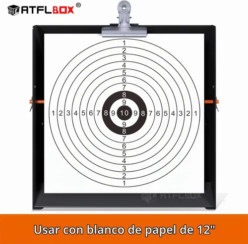 Vista 3 de Atflbox Trampa para Perdigones con Blancos de Papel Bullseye de Salpicaduras de 12''x12'' y Blancos de Tiro Giratorios para Calibre .177 .22