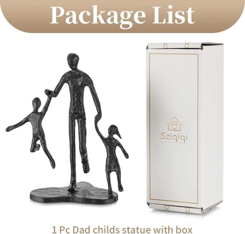 Vista 8 de Regalos de cumpleaños para papá de Sziqiqi - Estatua de hierro de amor entre padre e hijo, escultura para decoración del día del padre, boda