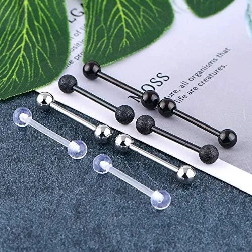 Vista 5 de LAURITAMI Nipple Rings for Women Nipple Piercing Jewelry 14G Nipple Rings Surgical Steel Nipple Jewelry Straight Barbell Tongue Rings for Women CZ