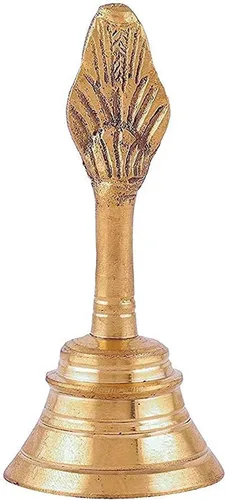 Vista 6 de CraftsofIndia® - Campana Puja de latón para mandir, Aarti, Poojan, campanilla de cascabel colorido para Navidad, festivales hindúes, oficina y hogar
