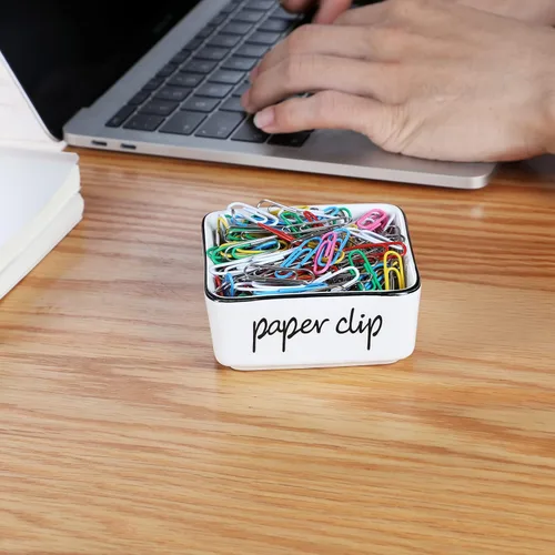 Vista 4 de ONTUBE - Soportes de clip de papel de cerámica estilo granja para escritorio, 3.3 pulgadas, blanco Ceramic, farmhouse, 3.3in, white, paper clip