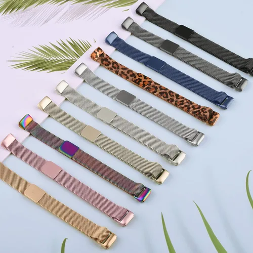 Vista 7 de Correa de metal para Fitbit Luxe para mujeres y hombres, correa de repuesto magnética ajustable de malla de acero inoxidable compatible con Fitbit