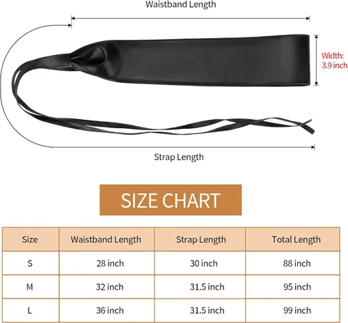 Vista 7 de macoking Cinturón ancho de piel sintética para mujer, cintura con cordones y lazo Obi