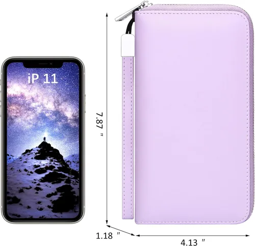Vista 2 de OIDERY Cartera para tarjetas de crédito de gran capacidad para mujer, bloqueo RFID con correa extraíble