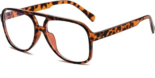 Vista 9 de Gafas de aviador retro con luz azul para mujeres y hombres de los años 70, gafas de piloto con marco de gran tamaño, antifatiga ocular