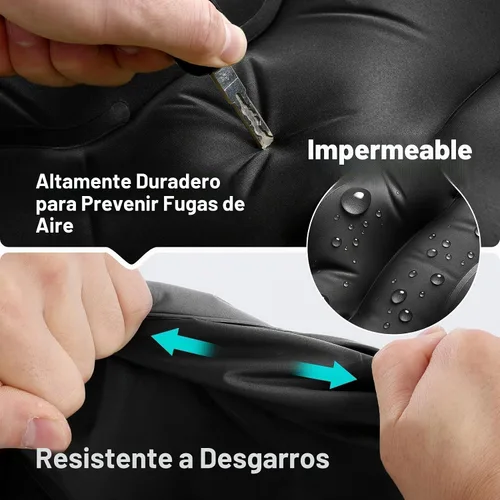 Vista 7 de KASBAH - Colchoneta de dormir inflable de 6 pulgadas de grosor con bomba de pie y almohada integradas, equipo de campamento ultraligero