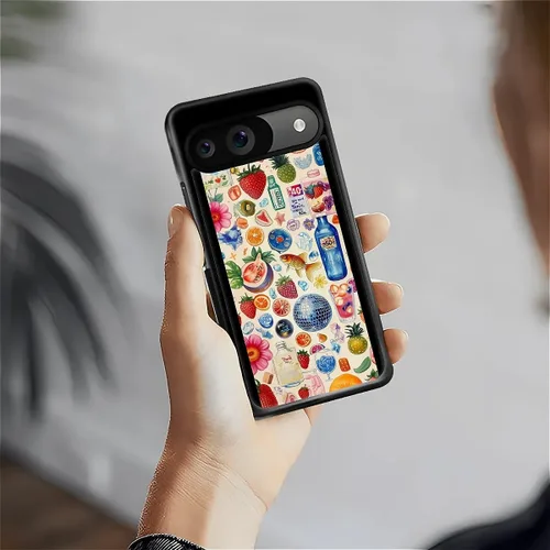 Vista 1734 de Compatible con Google Pixel 4A 5G Mobile Case Creative Acrylic Panel trasero Silicona Protección Grip especialmente diseñado para Google Pixel 4A 5G