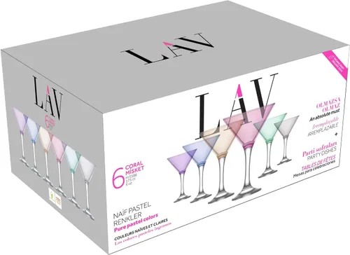 Vista 4 de lav Juego de 6 vasos de Martini multicolores, coloridos vasos de cóctel de Martini, vasos de fiesta para cócteles elegantes, aptos para lavavajillas