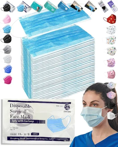 Vista 2 de Disposable Face Masks Blue/Black/White/Pink/Pattern for General Use & Medical Grade Astm Level 2 (Group 004)