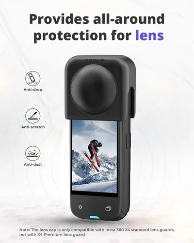 Vista 5 de Funda protectora de silicona para Insta 360 X4/X5 con tapa de lente, protector de pantalla para accesorios Insta 360 X4, kit de accesorios