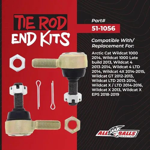 Vista 2 de All Balls Racing 51-1056 Kit de extremo de barra de acoplamiento compatible con/repuesto para Arctic Cat Wildcat 1000 2014