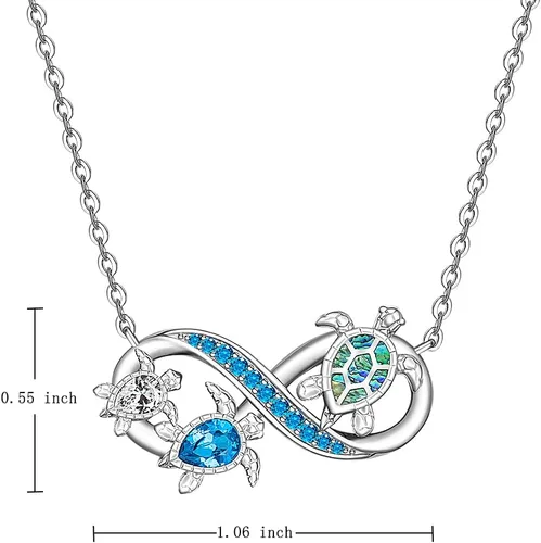Vista 2 de St Patricks Day Shamrock Necklace Pentagram Turtle Necklace Hummingbird Necklaces for Women Sterling Silver Pendant Jewelry Gifts