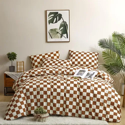Vista 11 de Houseri Juego de funda de edredón de tamaño individual a cuadros azul claro y blanco para niños, juego de cama azul bebé para niños y niñas, juego