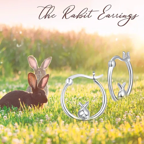 Vista 5 de Conbo MushroomBunny Hoop Earrings 925 Sterling Silver MushroomBunnyEarrings Cute Mushroom Earrings Small Mushroom Hoop Earrings Hypoallergenic
