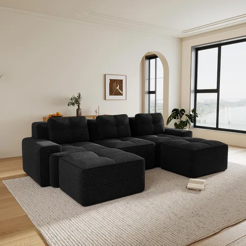 Vista 95 de Sofás seccional modular de 80" sin huesos modernos para sala de estar, juego de sofás comprimidos de 2 plazas con asiento profundo, sin necesidad