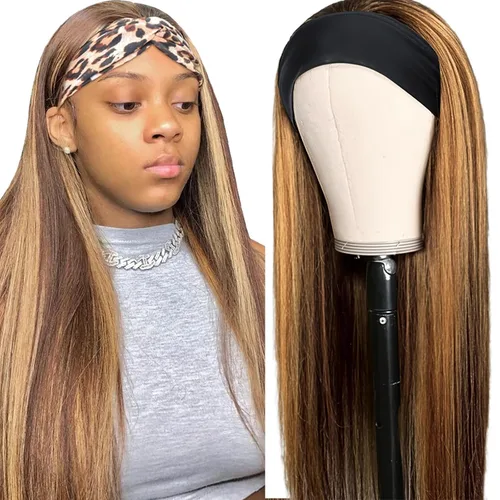 Vista 46 de Aiterina - Peluca de cabello humano con diadema de onda profunda para mujeres negras, cabello brasileño remy, sin pegamento, sin encaje frontal