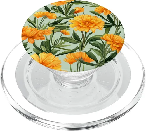 Vista 8 de PopSockets PopGrip estándar de flores de caléndula colorida floral