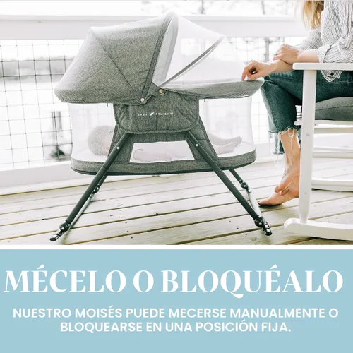 Vista 5 de Baby Delight Go with Me Slumber - Cuna mecedora de lujo, cuna portátil para bebé, toldo extraíble, tweed carbón