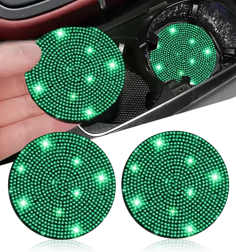 Vista 31 de NBTEPEM 2 posavasos de auto con diamantes de imitación, 2.75 pulgadas, antideslizantes, a prueba de golpes, universal, a la moda, para auto