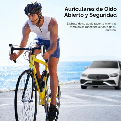 Vista 4 de Gixxted Auriculares de oreja abierta con micrófono, auriculares Bluetooth con micrófono, conexión dual Bluetooth 5.3 con micrófono de cancelación