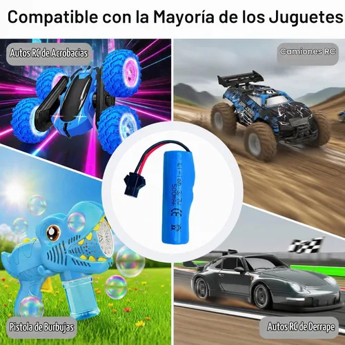 Vista 3 de Batería recargable de iones de litio de 3.7 V 500 mAh, enchufe SM-2P para auto de acrobacias RC de doble cara, pequeño bote a control remoto