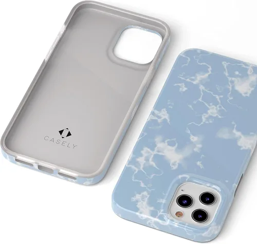 Vista 6 de Casely Funda para iPhone 11 Pro Max Cielos azul claro Nubes de mármol Diseño clásico ultra delgado